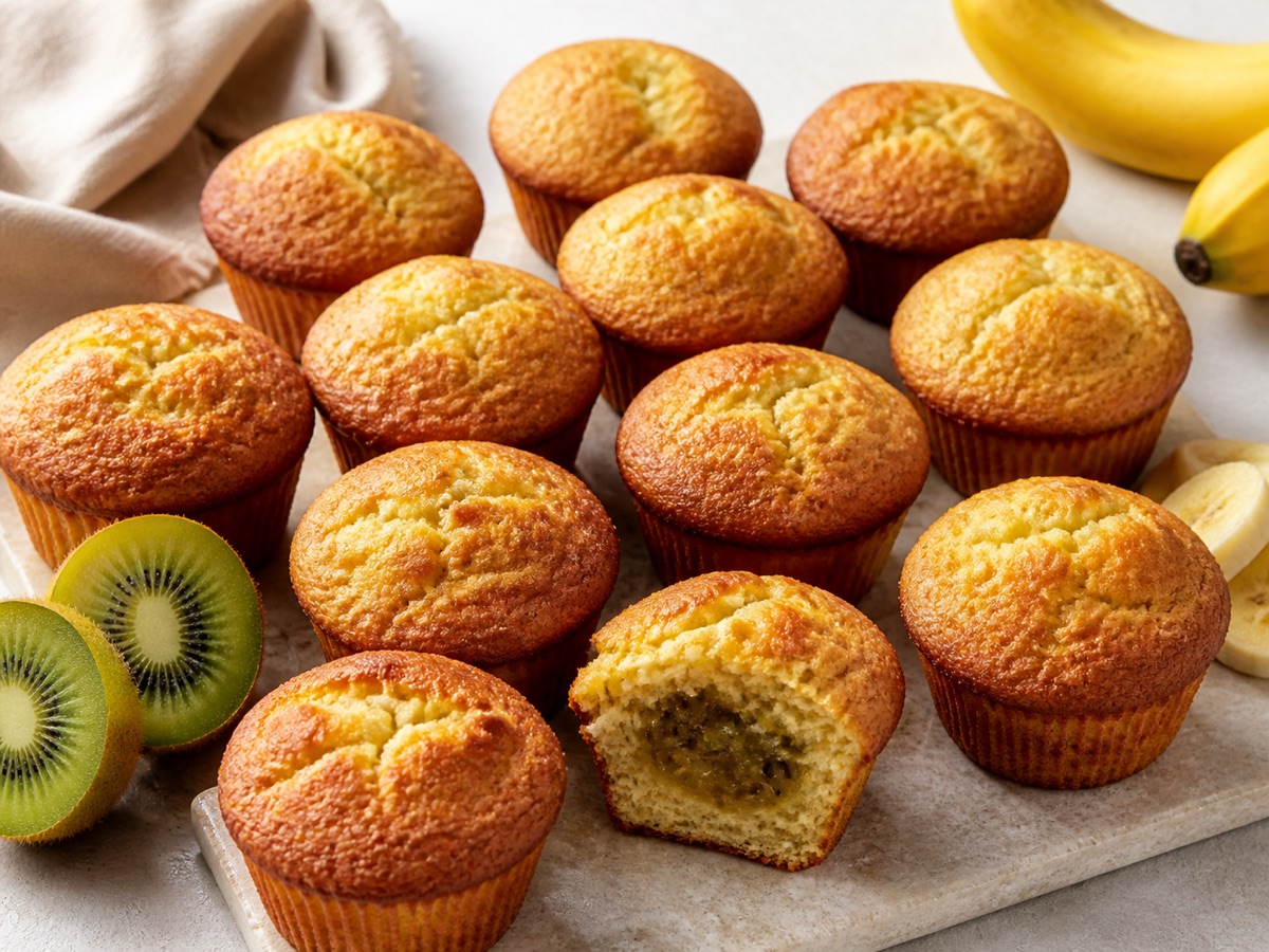 Ontbijtmuffins met kiwi-banaan-jam