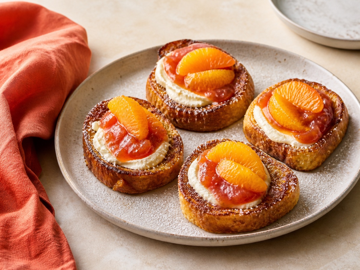 Wentelteefjes met sinaasappel-rabarberjam